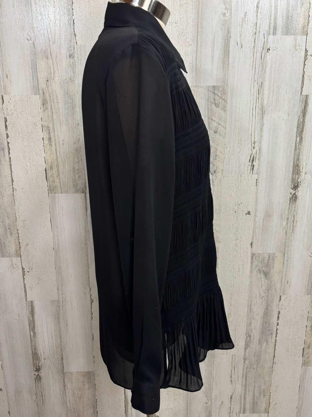 Vintage Black Sheer Panel Button-Up Shirt - Picture 7 of 9